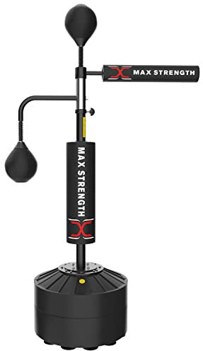 MAXSTRENGTH 3-in-1 Freistehender Boxsack, 3D-Spinnpunchingball, verstellbarer Speedball mit drehbarer flexibler Stange (3D-Speedball)