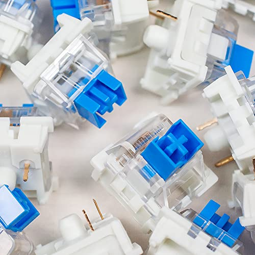 Outemu (Gaote) Blue Switches, 70-Pack, 3-Pin Clicky & Tactile (50gf) Dustproof Key Switches, Cherry MX & Gateron Compatible for DIY Mechanical Keyboard Replacement
