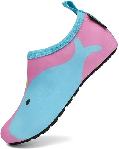 SAGUARO Badeschuhe Kinder Wasserschuhe Jungen Mädchen Schwimmschuhe Schnelltrocknung Strandschuhe Aquaschuhe Leicht Tauchschuhe Neoprenschuhe Surfschuhe Stil:5 Pink, Gr.34/35 EU