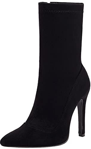 Diuniarza Stivaletti da Donna con Tacco Alto, Stivali da Vestito Tacco a Spillo Zip Appuntito Polacchine Semplici, 3338Ttx Nero Numero 33 EU