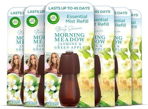 Air Wick Essential Mist Refills, Morning Meadow by Stacey Solomon, Pack 6 x 20ml, Natural Essential Oils, Last up to 270 days, Air freshener