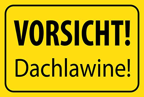 mrdeco Metall Schild 20x30cm gewölbt Vorsicht Dachlawine Warnschild Deko Blechschild Tin Sign