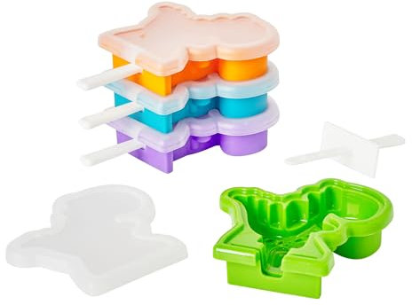 Tovolo Silicone Popsicle Molds with Sticks (4-Pack, Dino) - Reusable Ice Pop Molds for Homemade Flavored Ice Pops & Frozen Snacks - Stackable Popsicle Maker with Lid, Dishwasher Safe & BPA-Free