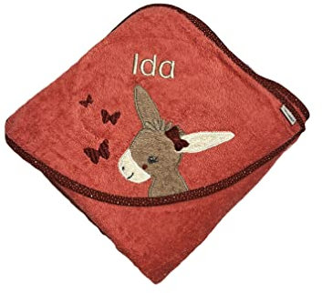 Sterntaler Badetuch 100x100 cm aus 100% Baumwolle personalisiert mit Namen/inklusive Bestickung (Emmily Schmetterlinge)