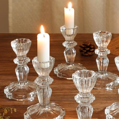 Kerzenhalter aus Glas für Weihnachten, Hochzeit, Geburtstagsfeier, transparent, 4 Stück