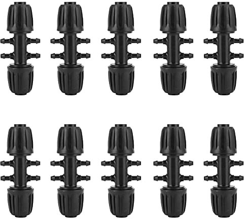 Hapivida Kit de Accesorios de Riego de Conectores de Púas, 10 Piezas de Tubo de 16 Mm A 4/7 Adaptador Divisor de Agua de Riego por Goteo de Invernadero para Sistemas de Aspersión por Goteo