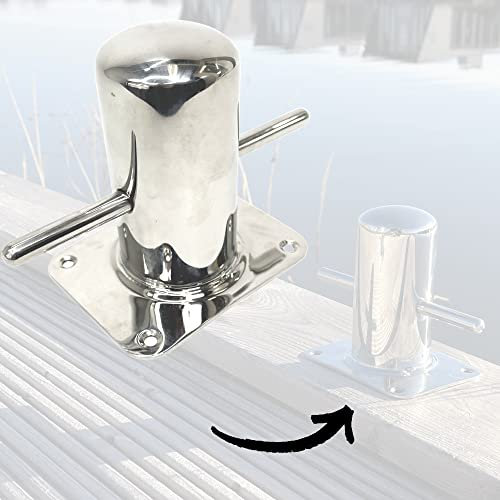 Boot Edelstahl Leinen Festmacher Kreuz Poller 120mm Edelstahl Rostfrei Marine Anlege Stegpoller für Motorboote I Tender I Schaluppe I Sloep I Schlauchboote