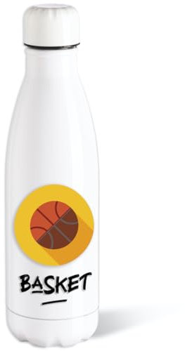 Bottiglia d'acqua isotermica Basket Sport 500 ml Acciaio Borraccia riutilizzabile Ecologica Tenuta Caldo/Fredda 12 ore. Idea Regalo Originale Umorismo Uomo Donna Bambino Amico Collegio Compleanno