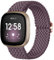 Ouwegaga Geflochtene Armband Kompatibel mit Fitbit Versa 4/Sense 2/Versa 3/Sense Armband, Verstellbares Elastisch Uhrenarmband Loop Sport Ersatzarmbänder für Sense/Versa 3, Rauchiges Violett