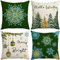 Qelus 4 er Kissenbezug Weihnachten, Weihnachten Kissenbezüge 45x45 cm, Schneeflocke Weihnachtsbaum Grün Muster Kissenhülle Leinenoptik Weihnachtskissenbezug für Wohnzimmer Schlafzimmer Sofa Deko