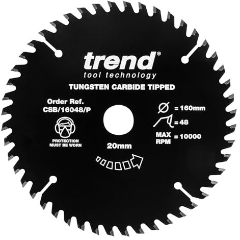 Trend Wood PTFE Circular Saw Blade, 160mm Diameter, 20mm Bore, 48 Teeth, TCT, 2.2mm Kerf, CSB/16048/P