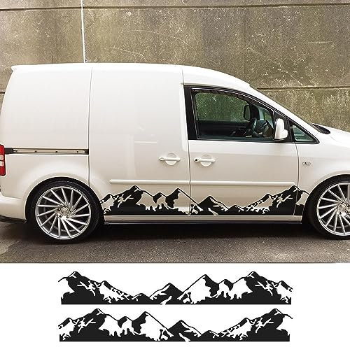 RWRAPS Autotür-Seitenaufkleber, Camper Van Mountain Graphics, Vinyl-Aufkleber, passend für VW Caddy MK1 MK2 MK3 2 3 4 Maxi Kombi Zubehör