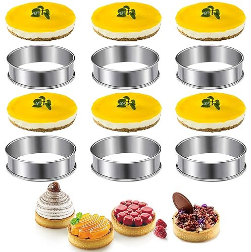 Gearmax 6 Stück Pancake Form, Dessertringe Speiseringe, 3,1zoll Edelstahl Pancake Form, Backringe Tortenring, Kuchenringe Kreis Dessert Schimmel Speisering für Backen Küche Zubehör