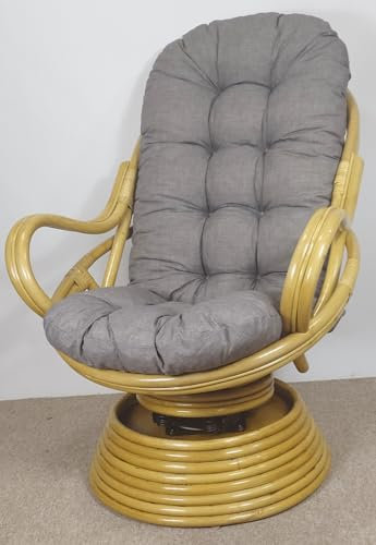 Rattan Drehsessel, Drehwippsessel Linda Fb. Honig inkl. hochwertigen Polster Dark Gray