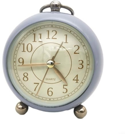 Zoegneer Elegante sveglia da comodino vintage in metallo convesso orologio da tavolo silenzioso lancetta dei secondi con luce notturna (viola)