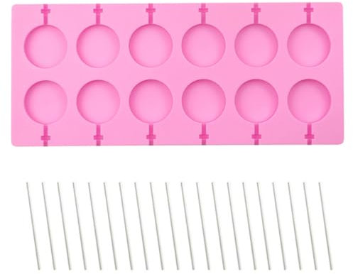 12 Cavity Silicone Lollipop Mould with 40 Lollipop Sticks Silicone Mold Round Silicone Mold Silicone Lollipop Mould for Making Chocolate Lollipop Candy Ice Cube Party