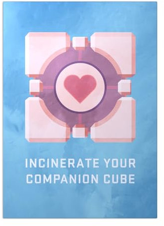 Displate Offiziell Portal Game MetallPoster Magnetische Befestigung Inklusive Lizenziert Bilder Hochwertiges Poster Companion Cube - Size M - 45 cm x 32 cm