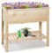 HOMASIS Fioriera Rialzata da Esterno in Legno di Abete, Orto Rialzato con Fori di Drenaggio, Letto da Giardino per Piante, Fiori, Erbe (con Ripiano, Naturale, 92 x 41 x 81 cm)