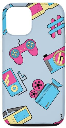 Hülle für iPhone 13 Hülle Retro Gaming Design Videospiel Cool 80's Blau Funky