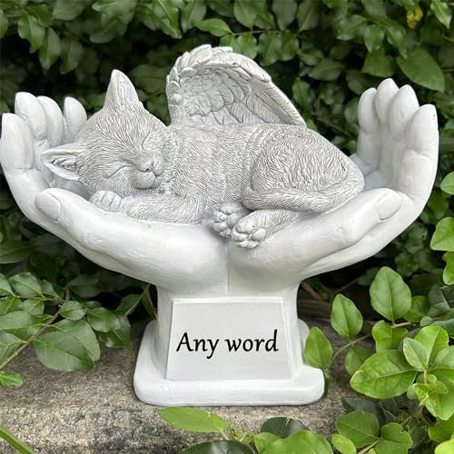 Personalisierter Gedenkstein für Katzen und Haustiere, Engel-Gedenkstätte, Katzenstatue, Gravur, Grabstein, Grabstein, Grabstein, Trauerkatze, Geschenk für verlorene Katze