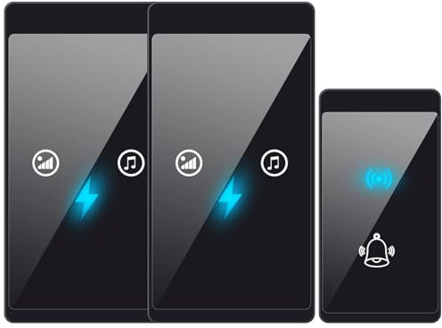 Funkklingel, Wasserdichte Drahtlose Türklingel, Drahtloses Funk Klingel Haustür Set mit 1*Sender und 2*Empfänger, LED-Kontrollleuchte, Türklingel 56 laute Melodien Drahtlose Reichweite 300 Meter