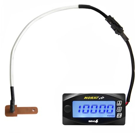 Termometro Digitale Universale per Moto Nuovo, 4 in 1 Moto Radiatore Termometro Orologio Tachimetro RPM Voltmetro per Moto, con Sensore Temperatura Sonda Metallica