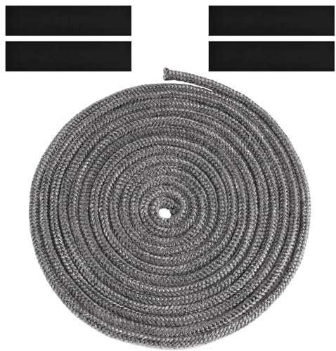 Flintronic Stove Rope, Heat Resistant Rope Seal Replacement Gasket with 4 Tapes, Sealant Strip Fire Rope for Wood Burning Stovee, Chimney, Fireplaces, Oven Door (Φ: 6 mm, Length 5 m)