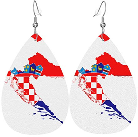 Ohrringe Kroatien Flagge Karte Leichte Leder Ohrringe Vintage Baumeln Ohrringe Doppelseitig Ohrringe Baumeln Für Einheitsgröße Zubehör Schmuck