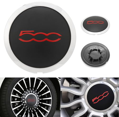 FIAT 500 Radkappen - Radnabenabdeckung Aus Hochwertigem Abs, 68078419ac Radnabenkappen Facelift Upgrade Zubehör Ersatz Radkappen FIAT 500, Felgenabdeckung Für FIAT 500 Zubehör 2012-2022 (A) (B)