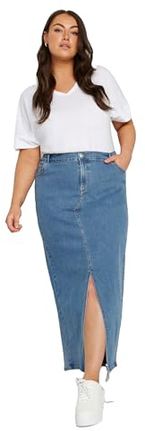 Yours Curve Denim Stretch Maxi Skirt - Women's - Plus Size Curve