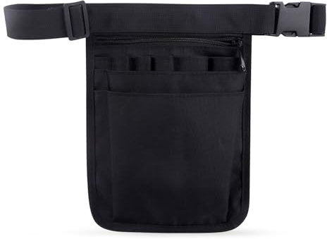 Krankenschwester Tasche Gürteltasche Arbeit Einzelhandel Gürteltasche Werkzeug mit Mehreren Fächern Hüfttasche Schwarz Arbeitstasche Verstellbarer Gürtel Ideal für Pflegekräfte Zahnärzte Tierärzte
