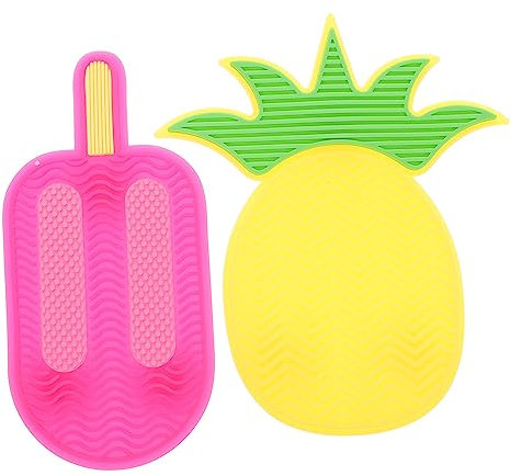 ADOCARN 2stücke Tragbares Silikon Make-up Pinsel Pad Make-up Pinsel Reiniger Pad Für Schönheitspinsel Leicht Zu Tragen Für Zuhause Und Unterwegs Verwenden