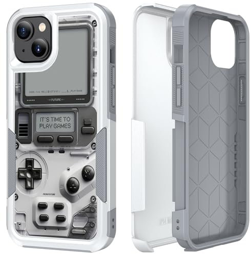 Candykisscase Case for iPhone 14, Handheld Game Console Pattern Shock-Absorption Hard PC and Inner Silicone Hybrid Dual Layer Armor Defender Case for Apple iPhone 14 (Video Game Console)