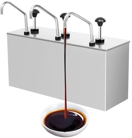 3 Köpfe Saucenspender, 12 Liter Edelstahl Soßenspender Pump Saucenspender Gewürzspender Mayonaise Würze Senf Ketchup Spender für Buffet Restaurant Cafeterias Küchen Haushalten