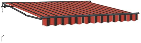 vidaXL Einziehbare Markise Orange und Braun 350x250 cm Stoff, Moderne Markise, wasserabweisendes Material für Terrassenüberdachung, UV-Schutz Sonnenschutz