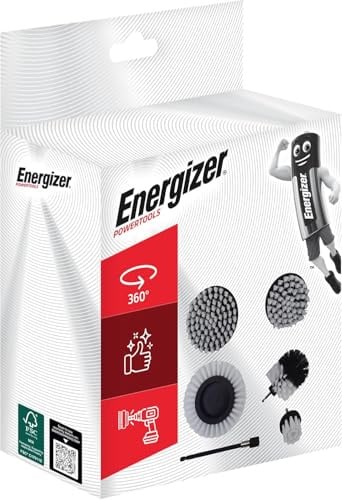 Energizer - Set Brosse Nettoyage Perceuse 6PCS Brosse Perceuse Voiture, Nettoyage, Jantes, Carrelage Tapis, Baignoire, Cuisine, Toilettes, Sol - Rallonge Pratique Incluse