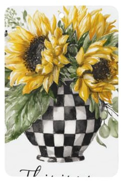 Sunflowers In Black White Checkered Vase Car Air Fresheners 4 Pcs Hanging Scented Cards Fragrance Scented Cards For Car Aromatherapy Tablets