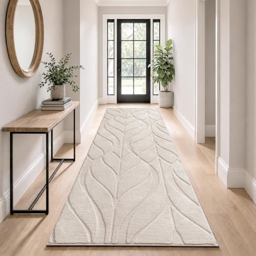 SHACOS Langer Teppich Läufer 80x300 cm Läufer Flur rutschfest Beige Teppichläufer Waschbar Flurteppich Lang Kurzflor Flur Teppich für Küche, Eingang, Wohnzimmer, Schlafzimmer