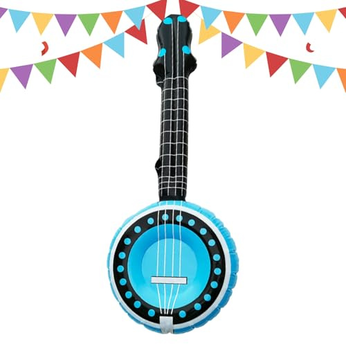 Blow Up Instruments - Banjo Stage Accessories | Blow Up Banjo Balloons | for Outdoor Beach Backyard Playroom Preschool Activities