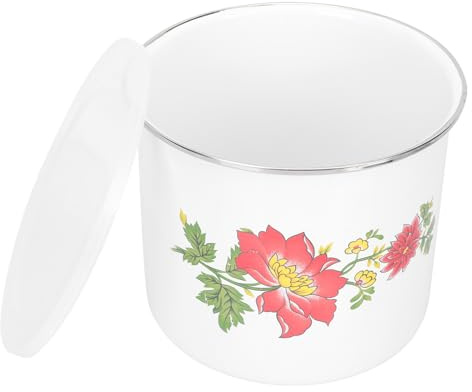 MOLUCKFU Enamel Mug Large Capacity Retro Style Tea Cup with Lid Heat-Resistant Water Drinking Cup for Home and Office Use