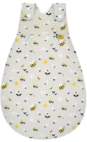 Alvi Baby-Mäxchen Außensack Baumwolle Baby Schlafsack, 2.5 TOG, für Sommer und Winter, Ganzjahresschlafsack aus Baumwolle für Kleinkinder Emma BVB - Silber