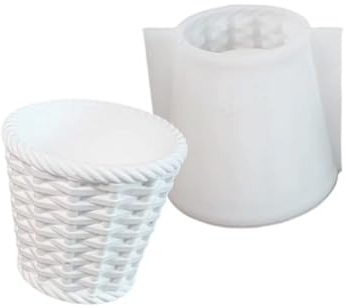 Basket Pattern Concrete Jewelry Holder and Silicone for Simulation Succulent Planter Basket Waving Cups