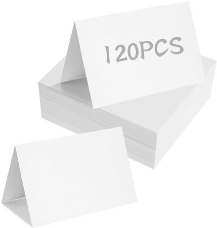VUTYNKO 120PCS Cartes de Place Blanches, 9x10 cm Marque Place Mariage Papier Kraft, Porte Nom Table Cartons Placement pour Mariage Anniversaire Fête Communion Baptême