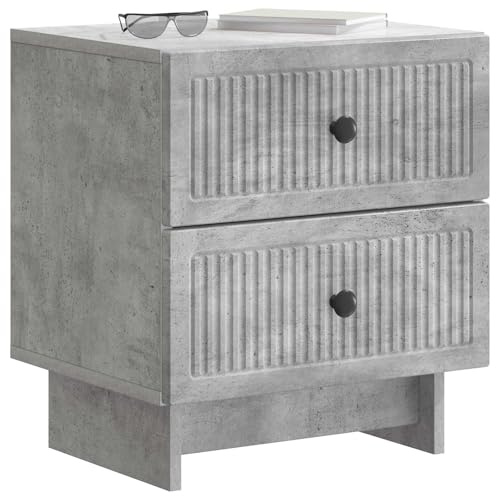 vidaXL Nachttisch 2 pcs Betongrau 43 x 34,5 x 47,5 cm Holzwerkstoff, Schlafzimmer Nachtkommode, rechteckiger Schrank, Stauraum, praktische Lösung für Dein Zuhause