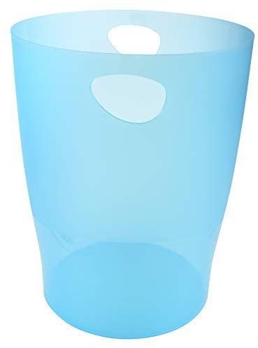 Exacompta 45383D ECOBIN Papierkorb 15 Liter mit Griffen. Eleganter und robuster Papierkorb und Mülleimer im modernen Design türkis