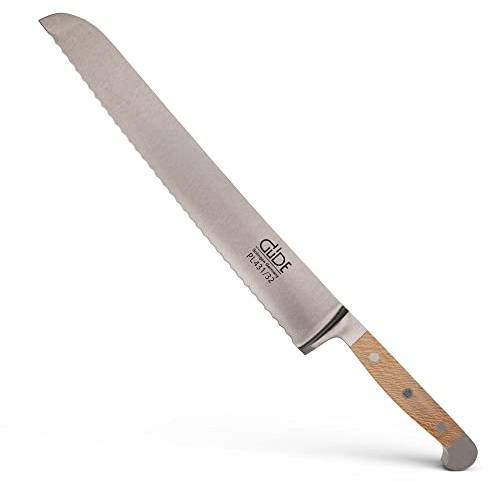 GÜDE Solingen - Brotmesser geschmiedet, 32 cm, Platanenholz, ALPHA PLATANE, Doppelkropf, Handmade Germany