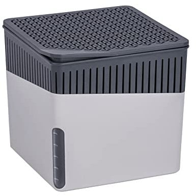 WENKO Raumentfeuchter Mod. Cube, Luftentfeuchter reduziert Schimmel & Gerüche, Auffangschale mit 500 g Granulatblock nachfüllbar, fasst bis zu 800 ml Feuchtigkeit, Maße (BHT): 13x13x13 cm, in Grau