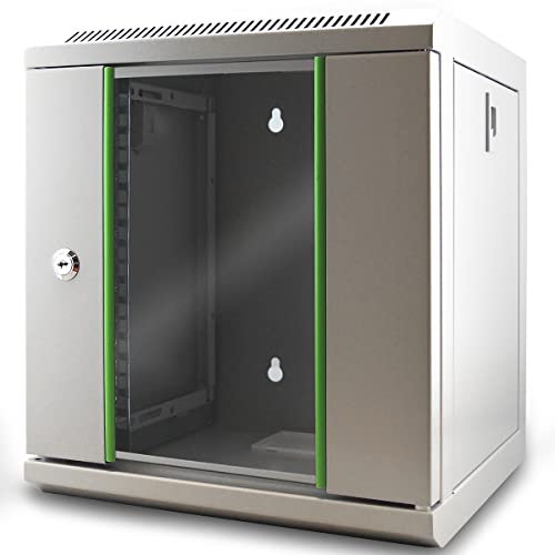 WAYTEX 37481 Mini Coffret Réseau 10 Pouces 6U, Montage Mural, Baie de Brassage L 310 x P 300 x H 350 mm, avec Porte vitrée à Serrure, Gris Clair