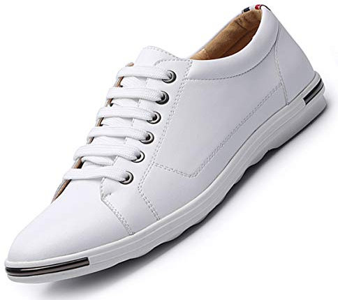 AARDIMI Herren Sneaker Casual Shoes Plus Size 38-50 PU Leather Sneakers Spring Autumn Lace Up Gold Silver Color Men Footwear(Hersteller-Größentabelle im Bild Beachten) (44 EU, Z-Weiß-593)