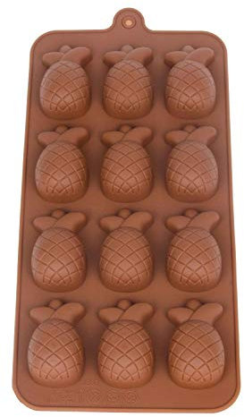 Pralinenform Silikon Ananas I Eiswürfelform I Schokoladenform I Förmchen I Backform I Chocolate Mold I 22 x 10,5 x 1,5cm I Pina, Pine, Südfrucht I Farbe: Braun